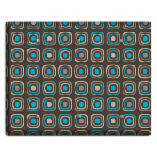 Brown and Blue Rounded Squares 3 Blank Wallplate