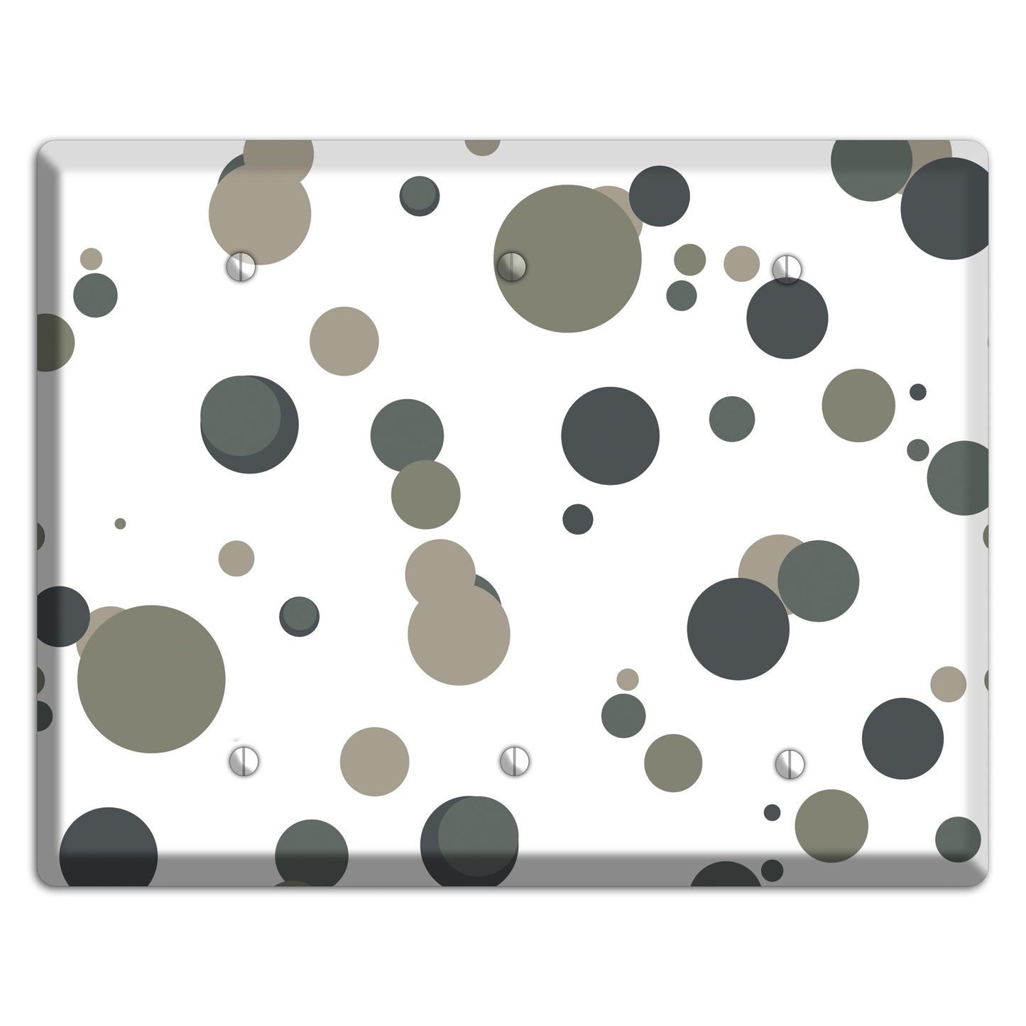 White with Multi Grey Medium Dots 3 Blank Wallplate