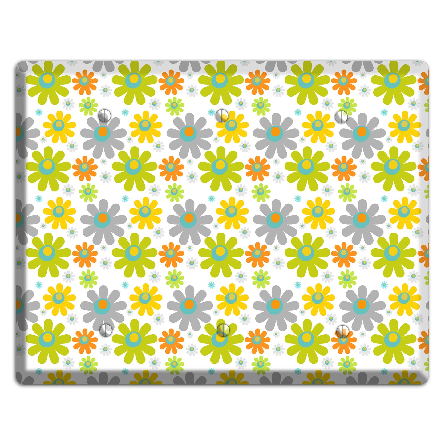 White and Yellow Flower Power 3 Blank Wallplate