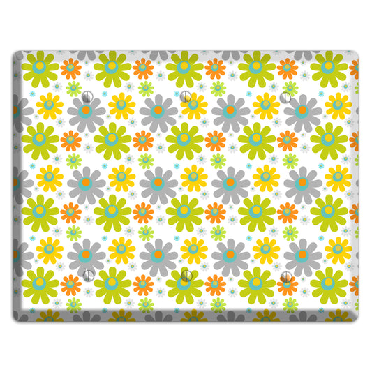 White and Yellow Flower Power 3 Blank Wallplate