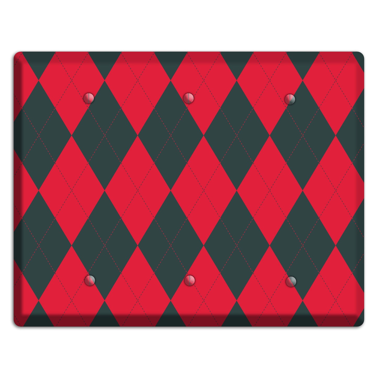 Red and Black Argyle 3 Blank Wallplate