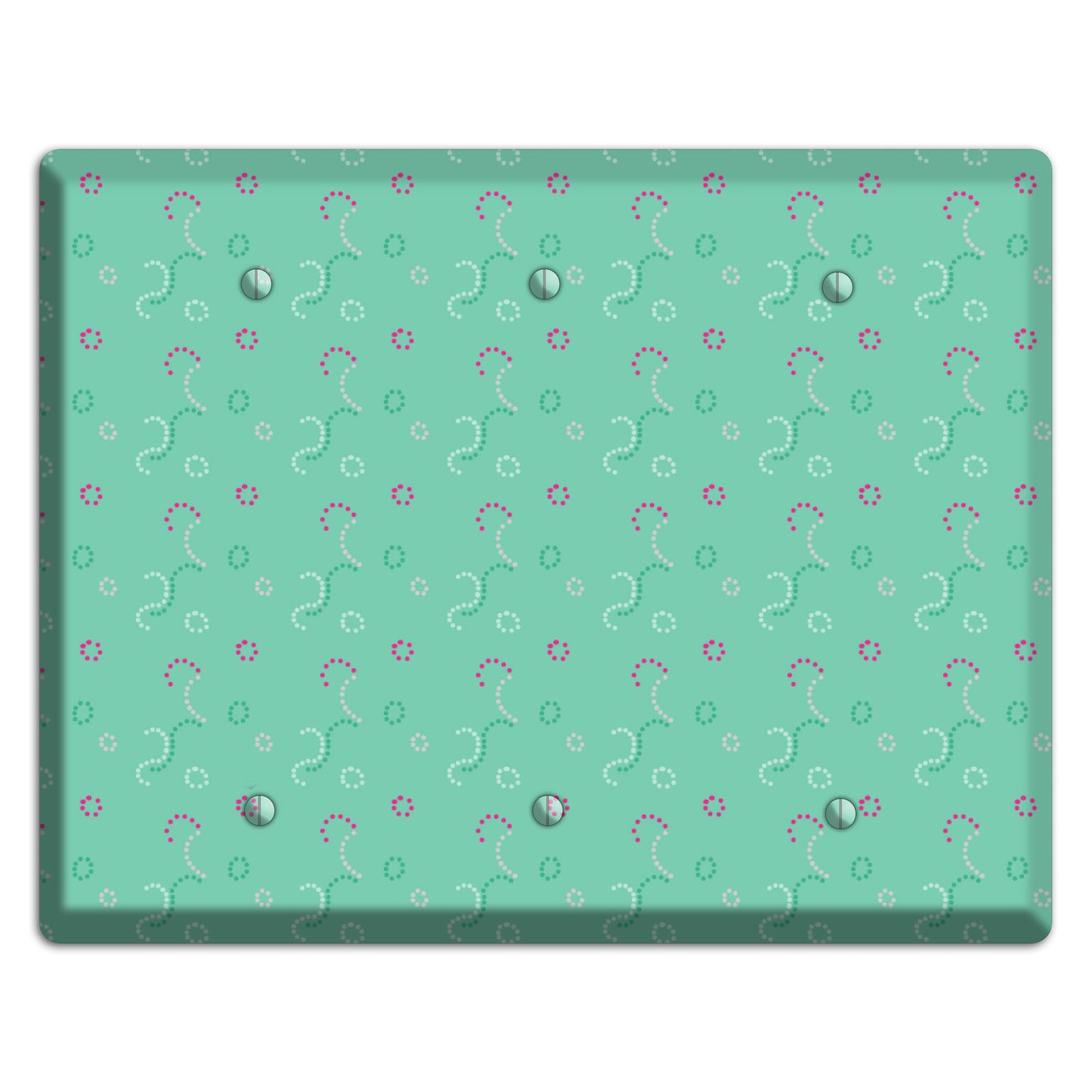 Multi Aqua with Fuschia Stipple 3 Blank Wallplate