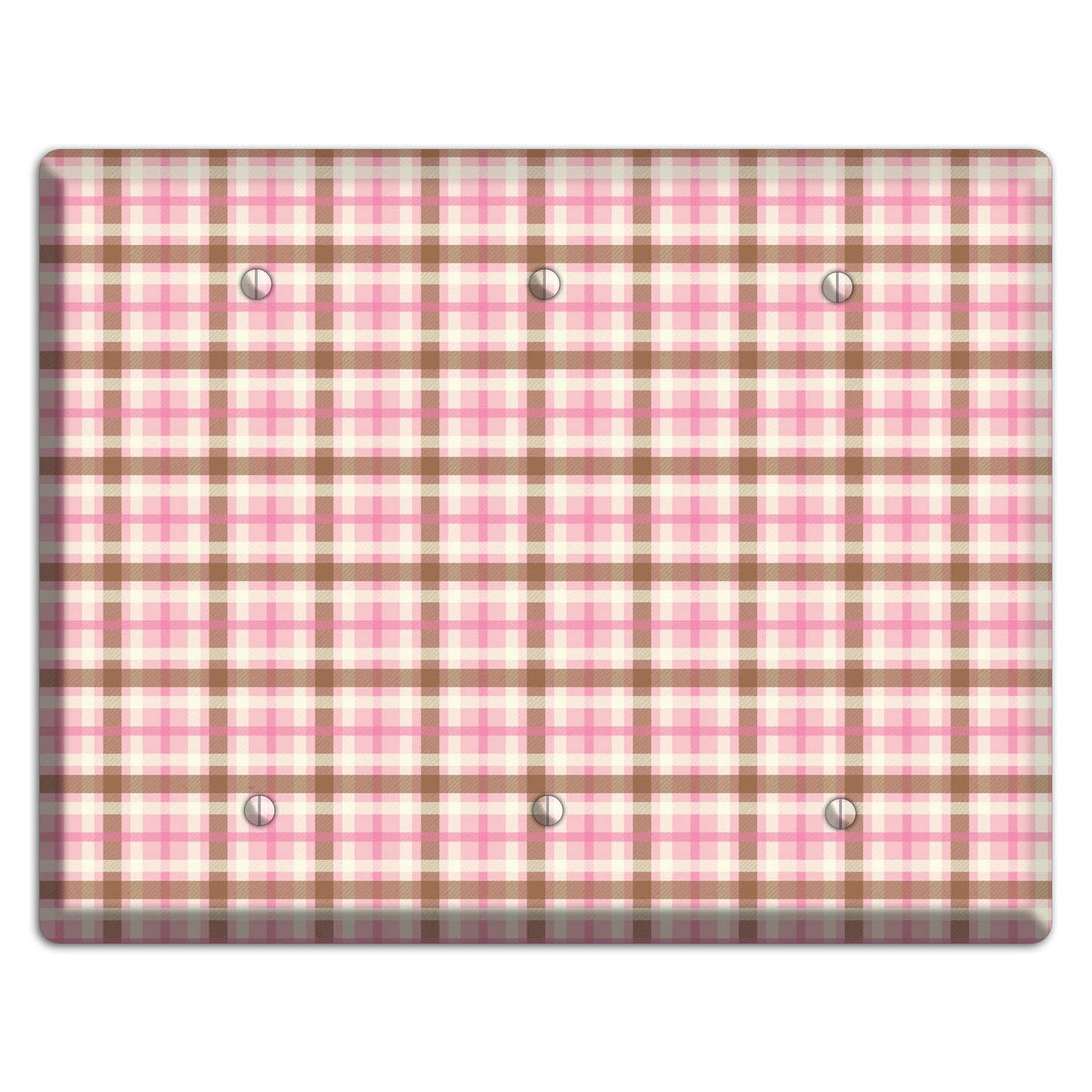 Pink and Brown Plaid 3 Blank Wallplate