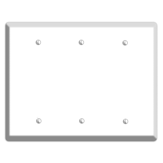 White Metal 3 Blank Wallplate