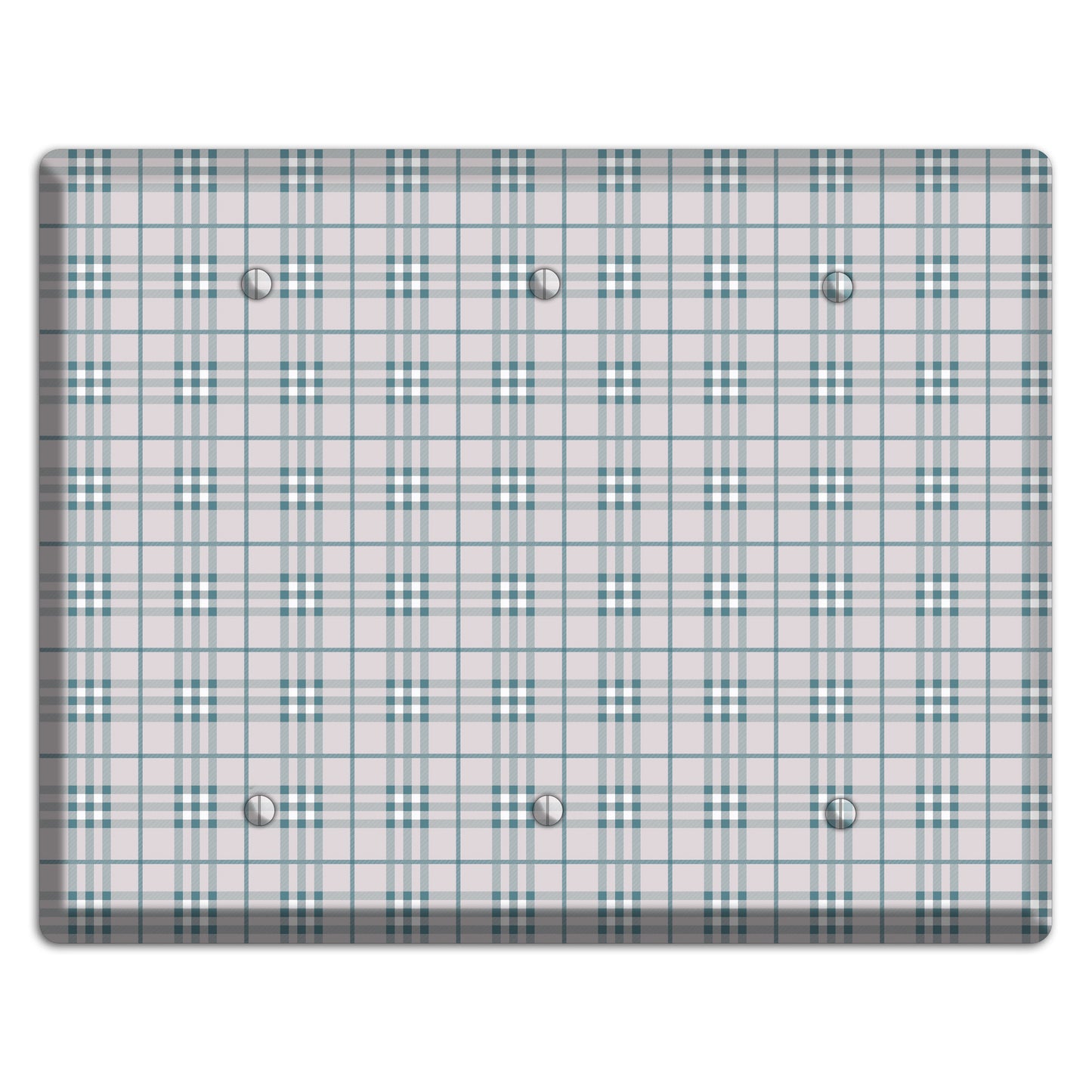 Multi Grey Plaid 3 Blank Wallplate