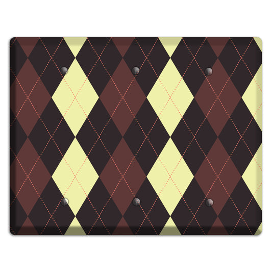 Maroon and Yellow Argyle 3 Blank Wallplate