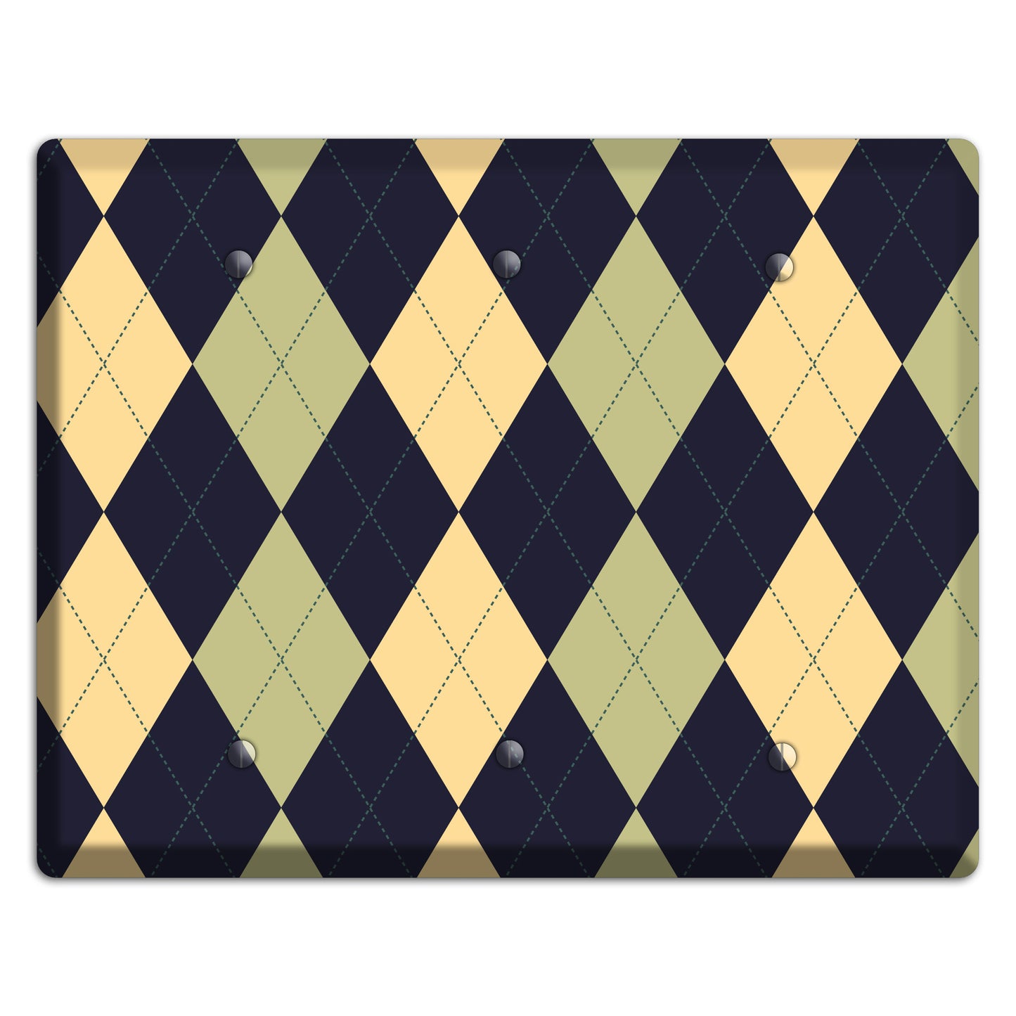 Yellow and Tan Argyle 3 Blank Wallplate