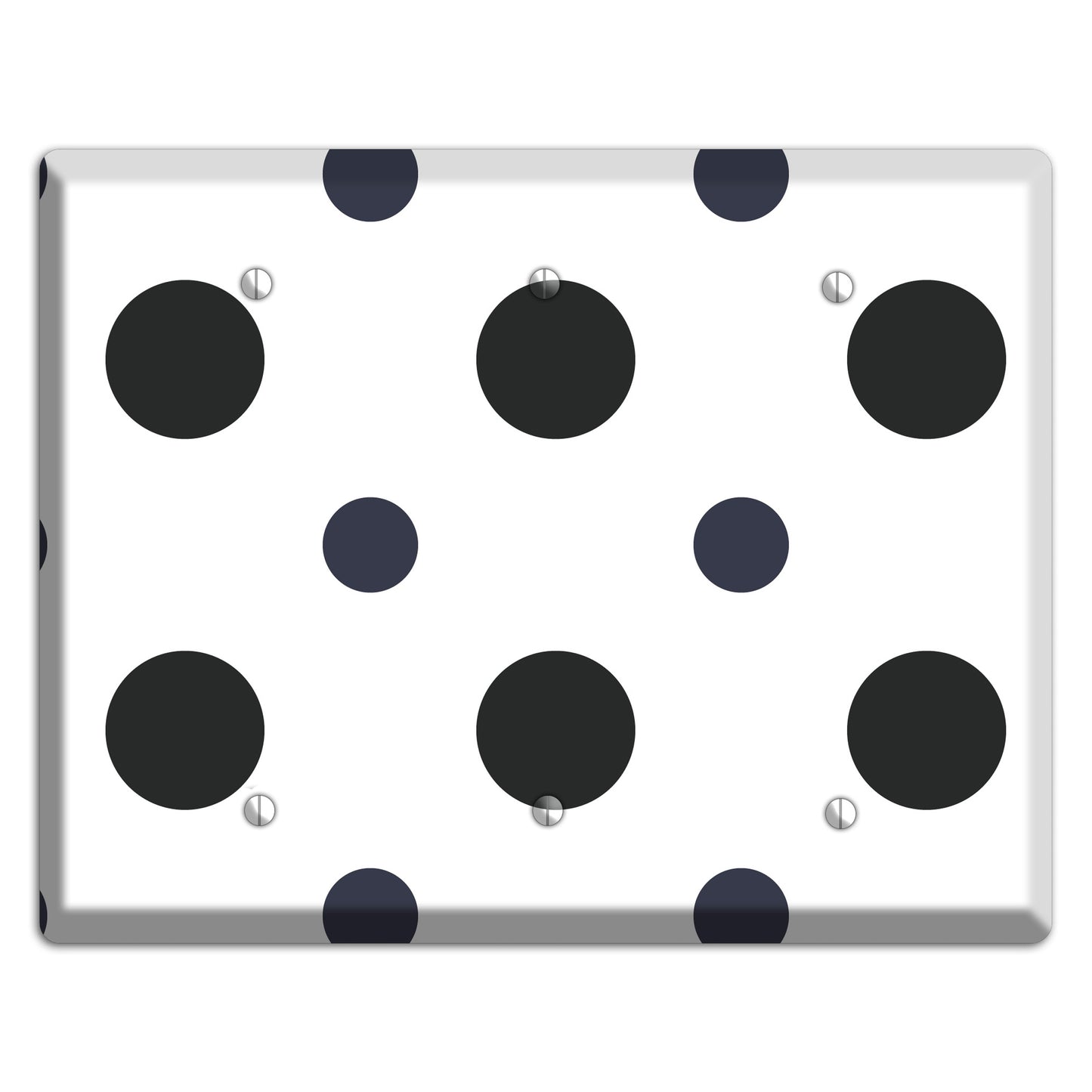 Black Multi Medium Polka Dots 3 Blank Wallplate