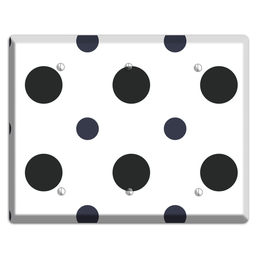 Black Multi Medium Polka Dots 3 Blank Wallplate