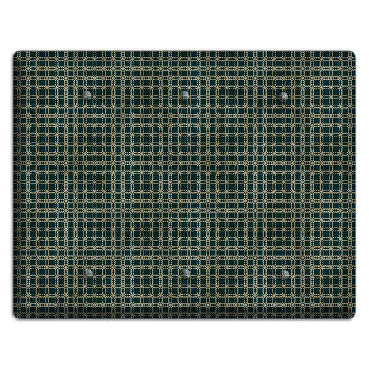 Dark Green Grunge Tiled Tiny Arabesque 3 Blank Wallplate