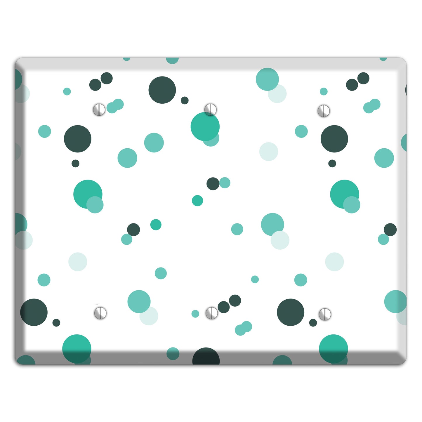 White with Multi Aqua Small Dots 3 Blank Wallplate