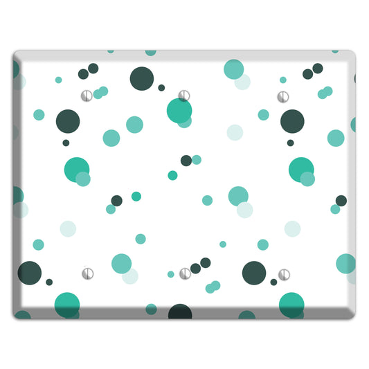 White with Multi Aqua Small Dots 3 Blank Wallplate