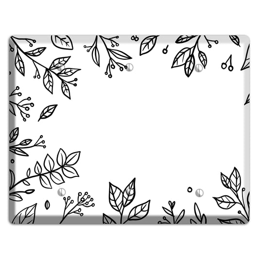 Hand-Drawn Floral 28 3 Blank Wallplate