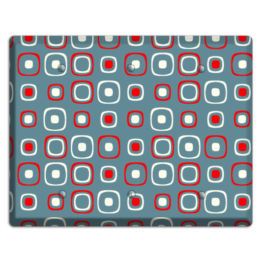 Blue and Red Rounded Squares 3 Blank Wallplate