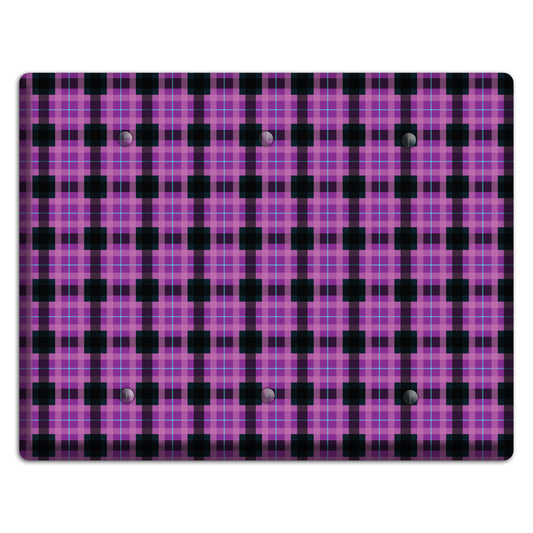 Purple and Black Plaid 3 Blank Wallplate