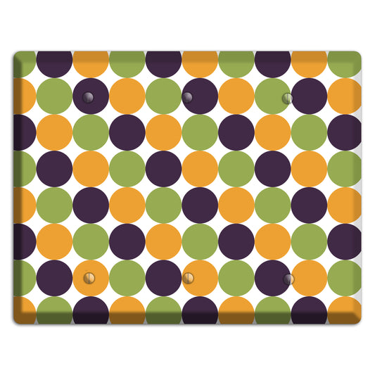 Olive Eggplant Orange Tiled Dots 3 Blank Wallplate