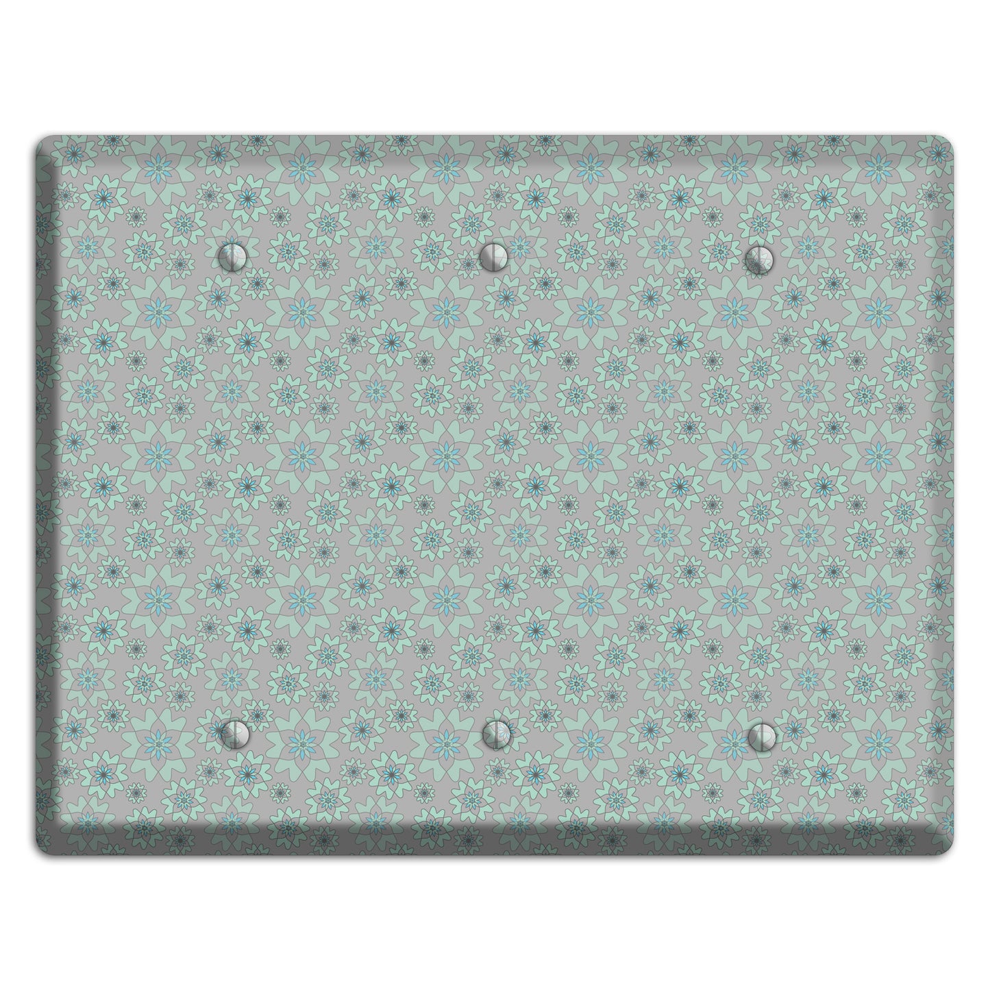 Grey with Tiny Aqua Retro Suzani 2 3 Blank Wallplate