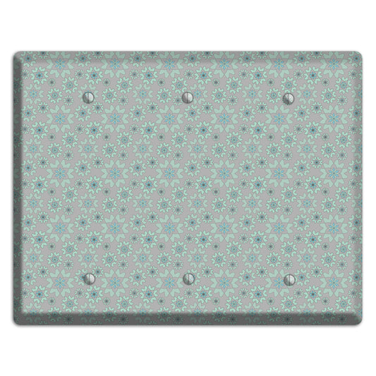 Grey with Tiny Aqua Retro Suzani 2 3 Blank Wallplate