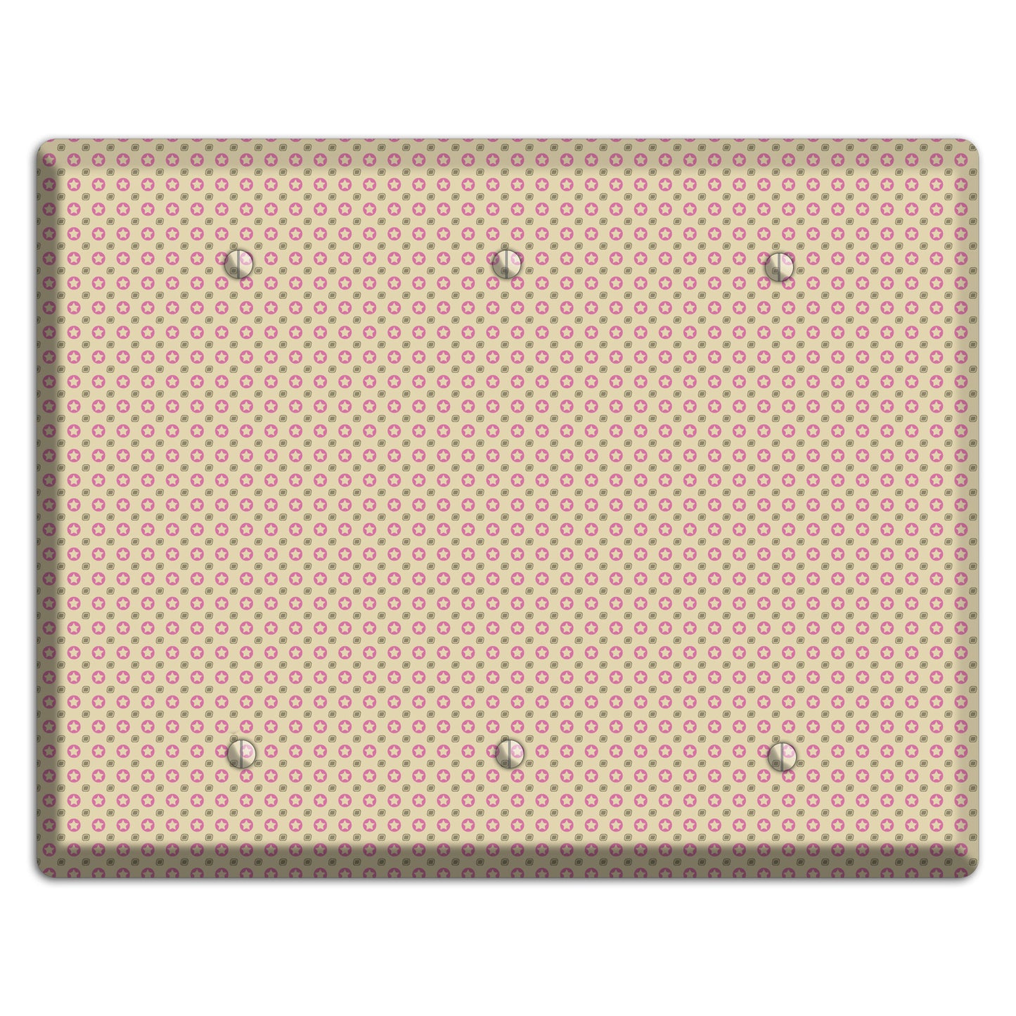 Beige with Pink Stars 3 Blank Wallplate