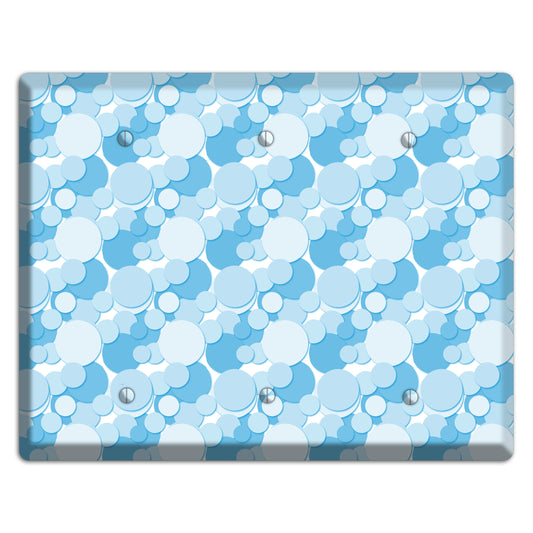 Multi Blue Bubble Dots 3 Blank Wallplate