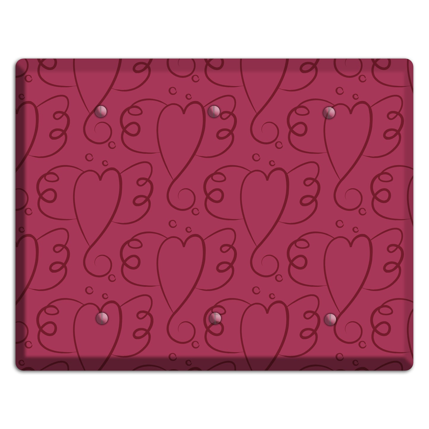 Fuschia Winged Hearts 3 Blank Wallplate