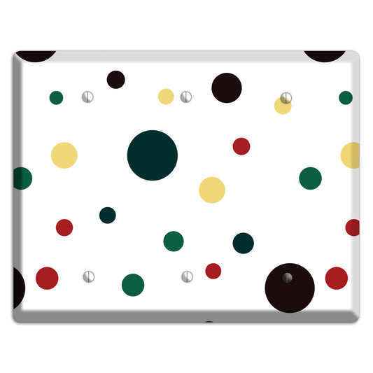 White with Multi Color Medium Dots 2 3 Blank Wallplate