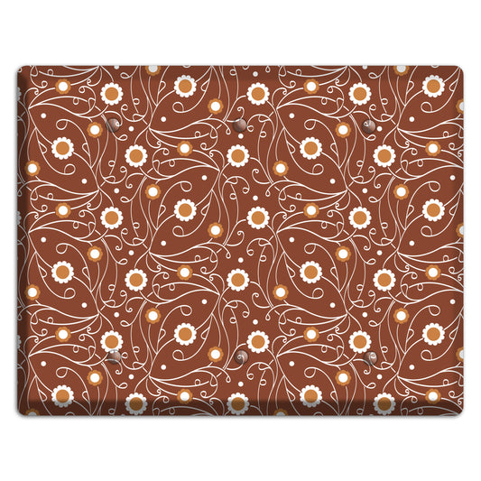 Brown Vine Floral 3 Blank Wallplate