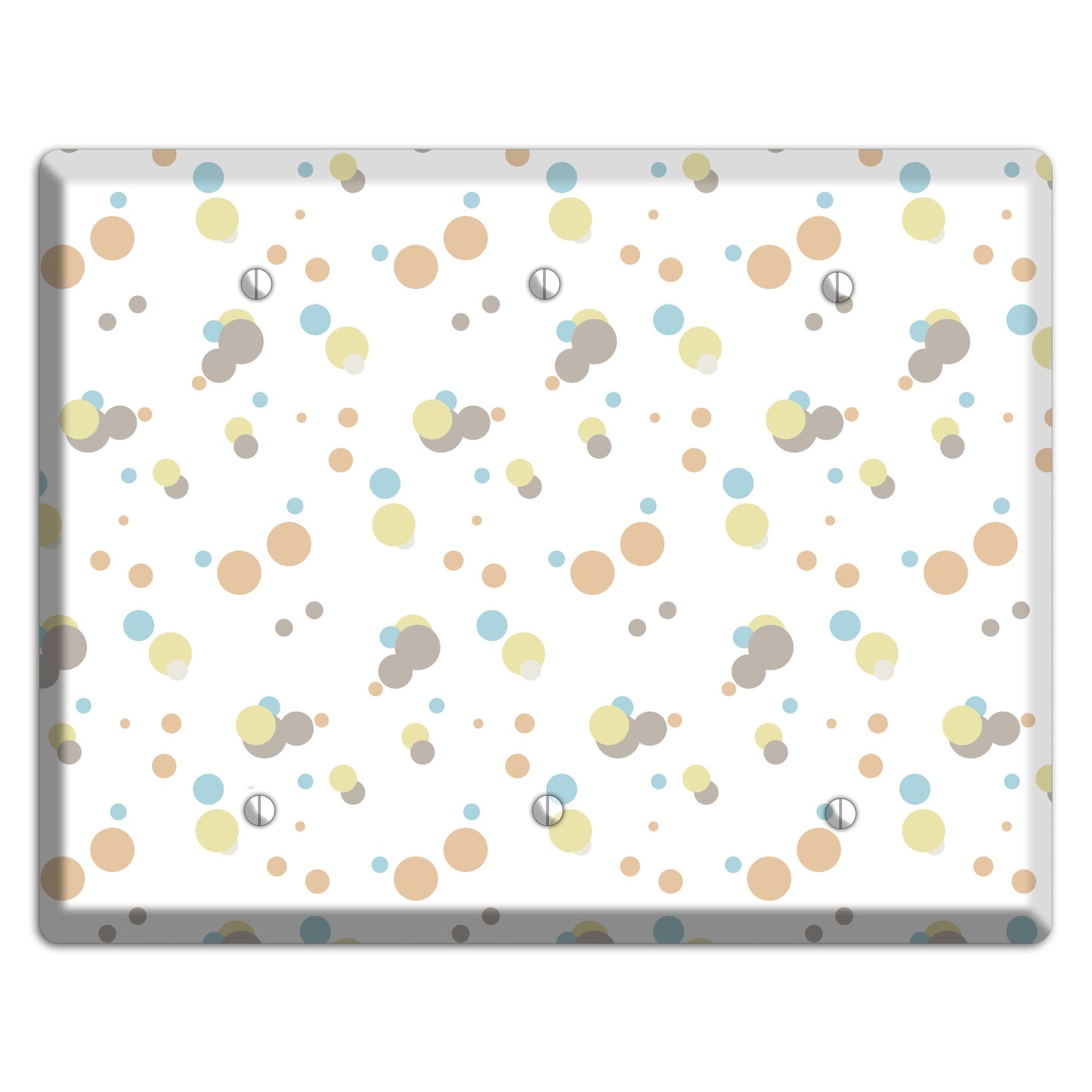 White with Soft Sage Blue and Umber Small Dots 3 Blank Wallplate