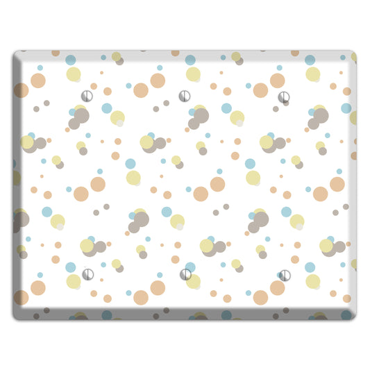 White with Soft Sage Blue and Umber Small Dots 3 Blank Wallplate