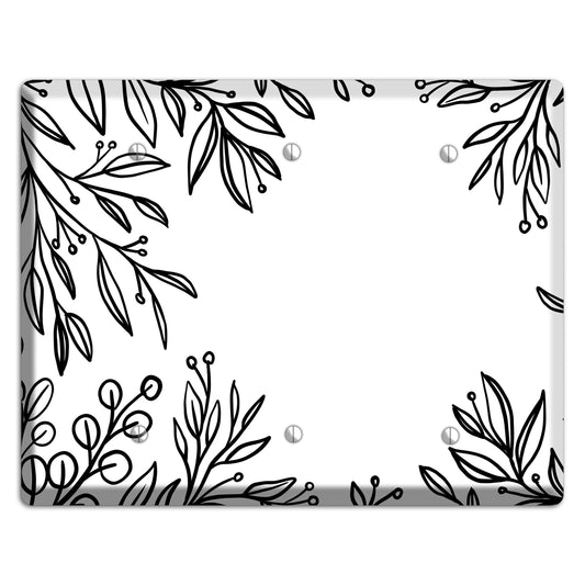 Hand-Drawn Floral 1 3 Blank Wallplate