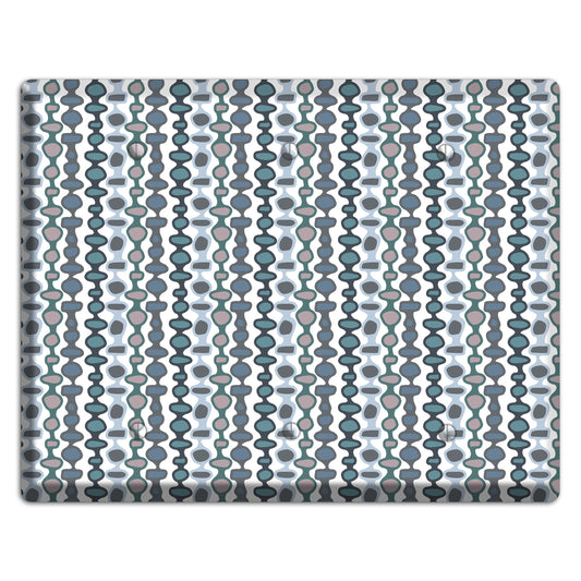 Grey and Multi Blue Bead and Reel 3 Blank Wallplate