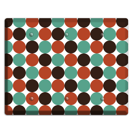 Black Teal Maroon Dots 3 Blank Wallplate