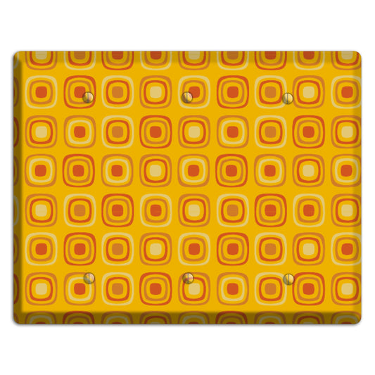 Multi Orange Red Retro Squares 3 Blank Wallplate