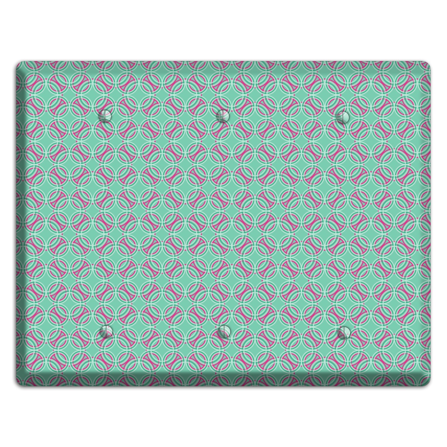 Multi Aqua with Fuschia Concentric Circles Overlay 3 Blank Wallplate