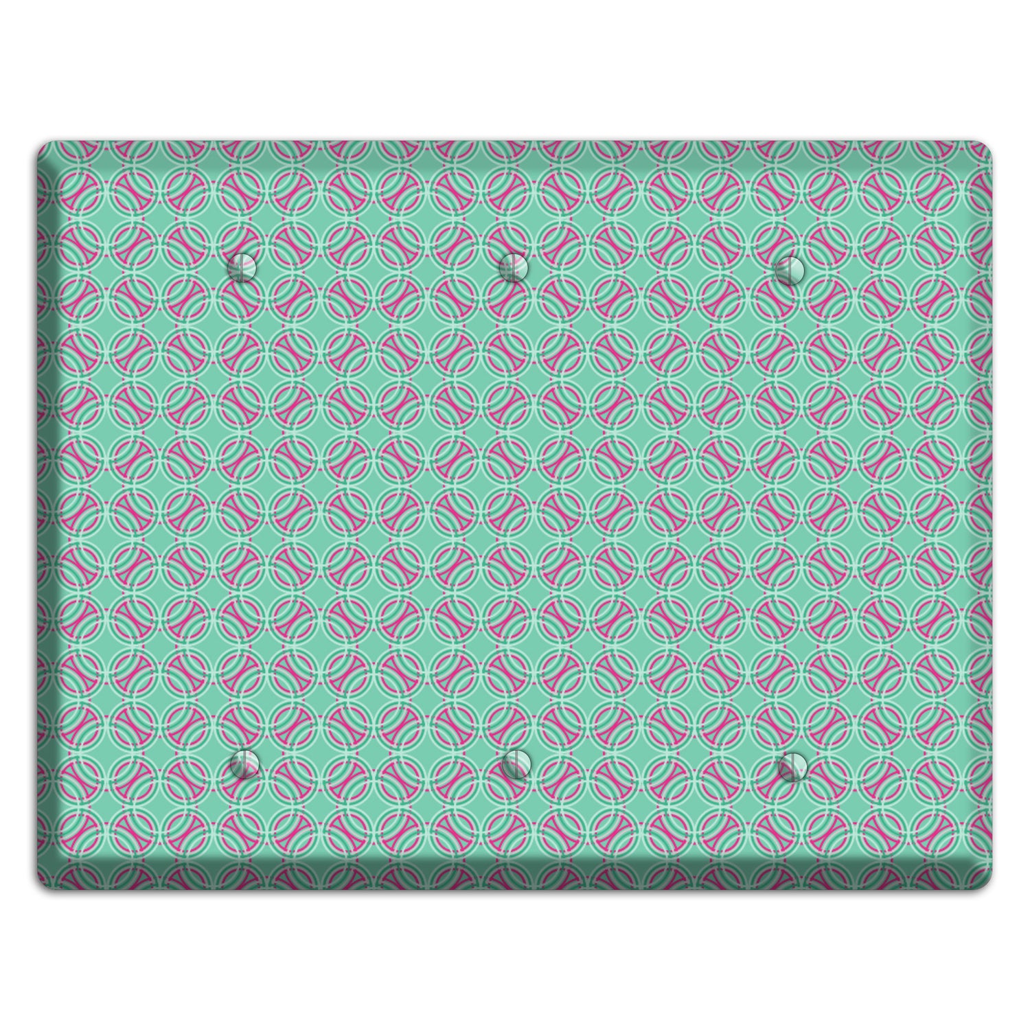 Multi Aqua with Fuschia Concentric Circles Overlay 3 Blank Wallplate