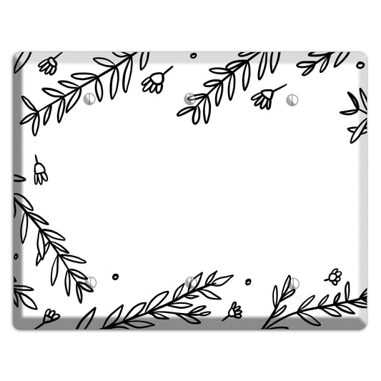 Hand-Drawn Floral 37 3 Blank Wallplate