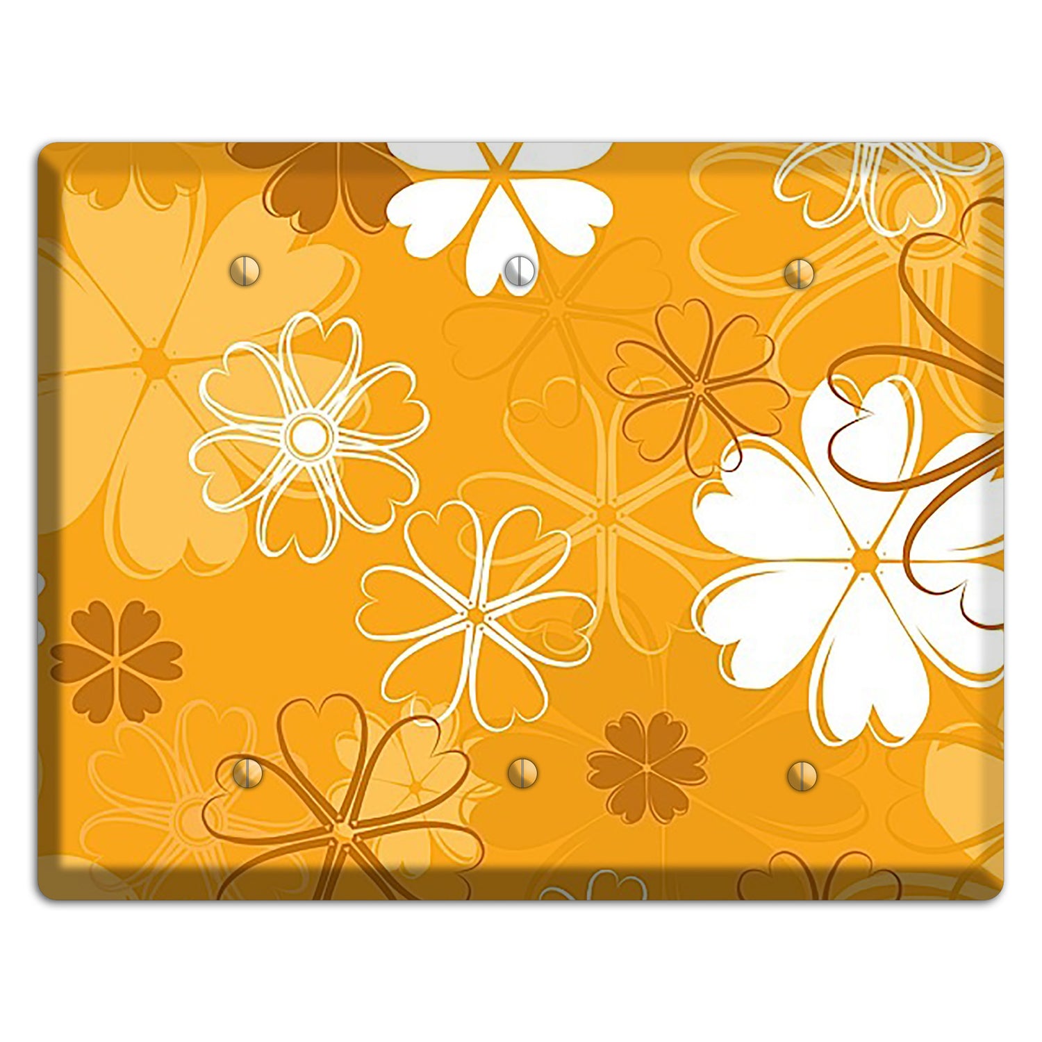 Orange Retro Flowers 3 Blank Wallplate