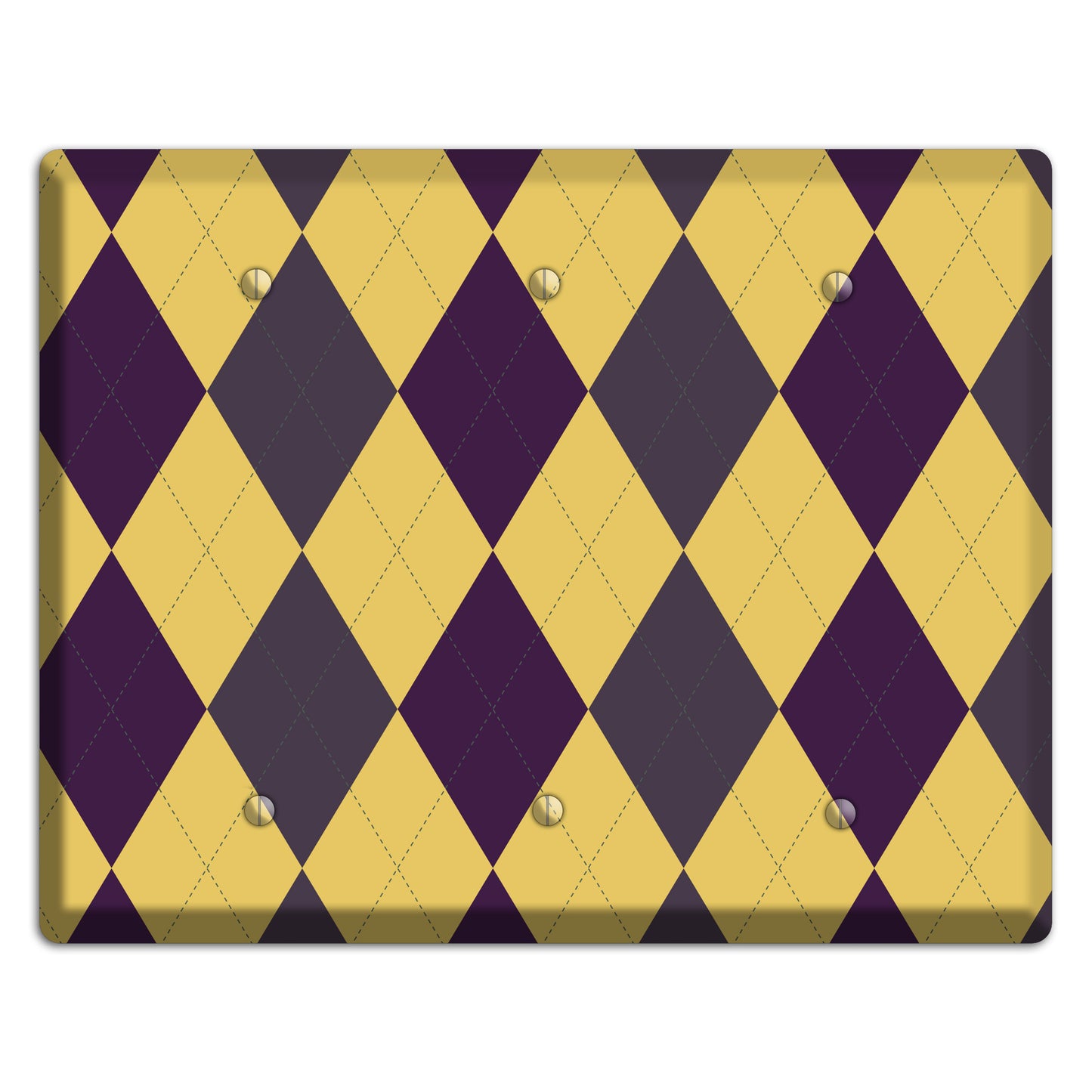 Yellow Plum Brown Argyle 3 Blank Wallplate