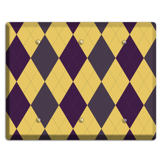 Yellow Plum Brown Argyle 3 Blank Wallplate