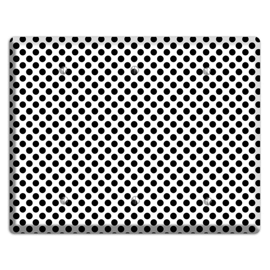 White with Black Packed Small Polka Dots 3 Blank Wallplate