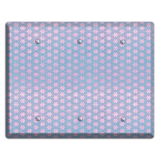 Periwinkle Grunge Floral Contour 3 Blank Wallplate