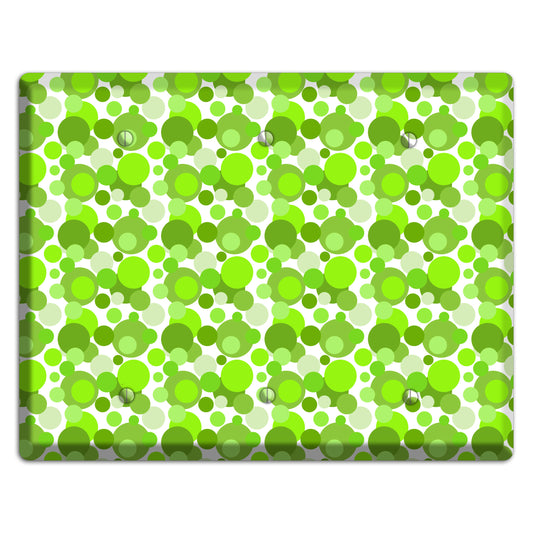 Multi Green Bubble Dots 3 Blank Wallplate