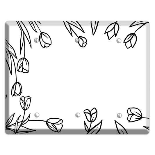 Hand-Drawn Floral 31 3 Blank Wallplate