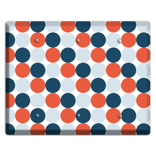 Multi Blue Red Tiled Dots 3 Blank Wallplate