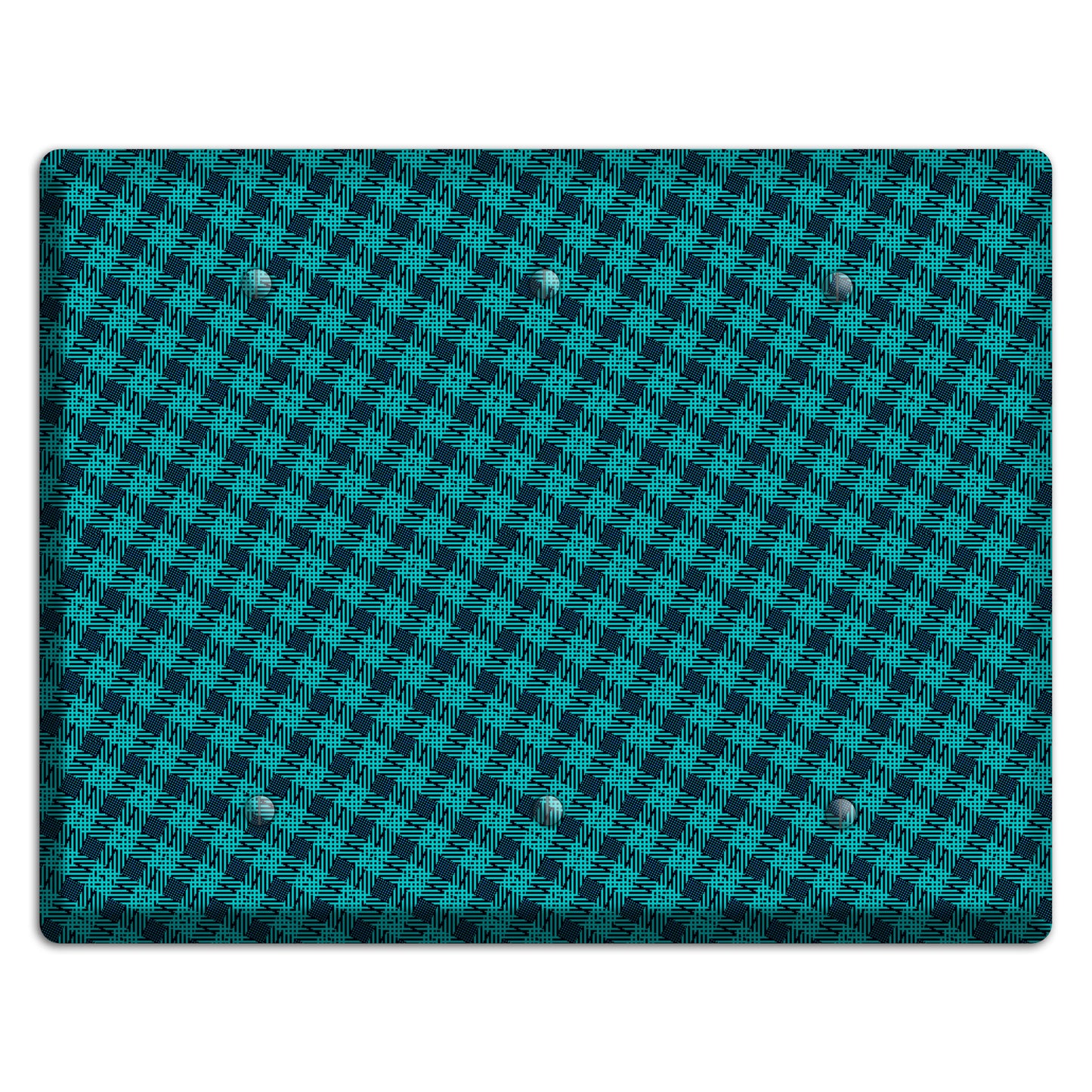 Turquoise Diamond Plaid 3 Blank Wallplate