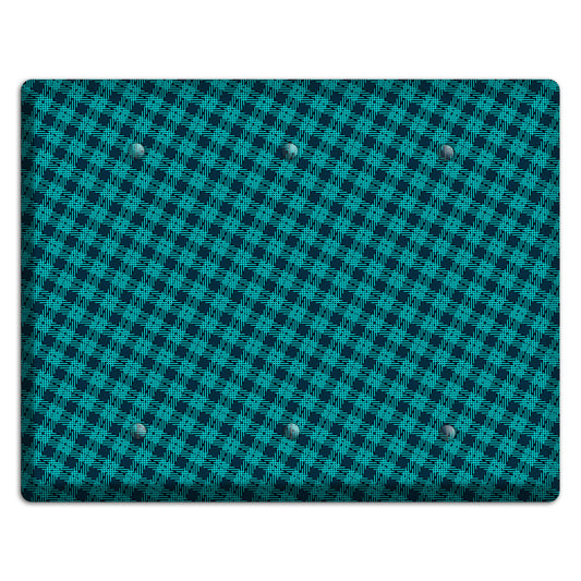 Turquoise Diamond Plaid 3 Blank Wallplate