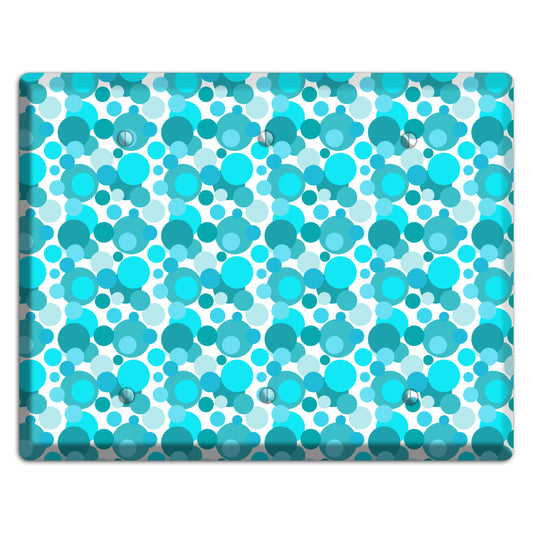 Multi Turquoise Bubble Dots 3 Blank Wallplate