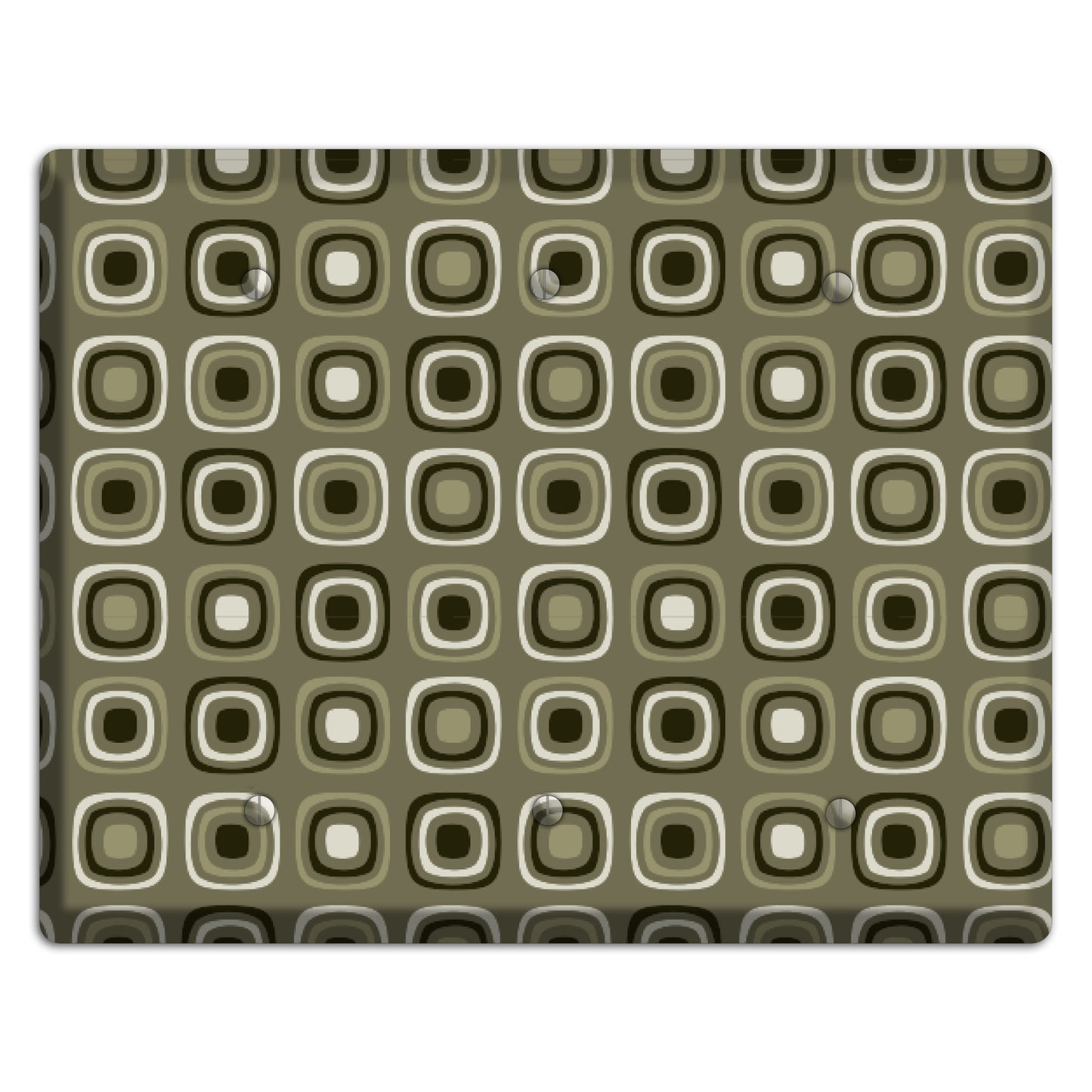 Multi Olive and Brown Retro Squares 3 Blank Wallplate