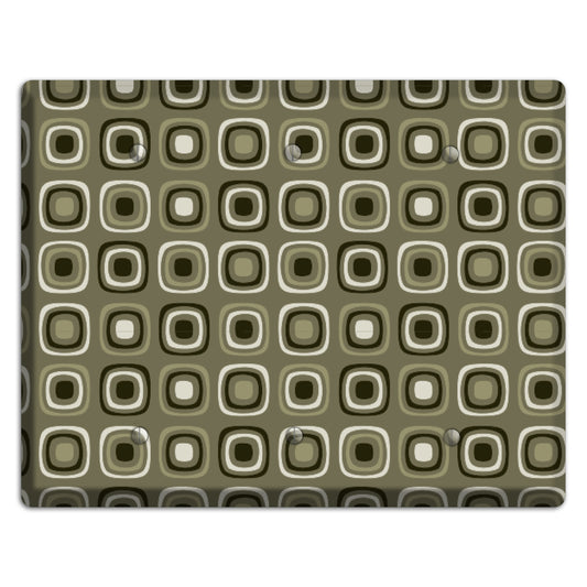 Multi Olive and Brown Retro Squares 3 Blank Wallplate