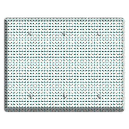 Multi Teal Grey Yellow Optical Hearts 3 Blank Wallplate